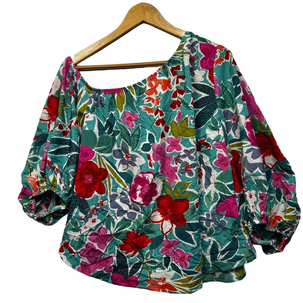 Shein Multicoloured Floral One Shoulder Top - Size 2XL
