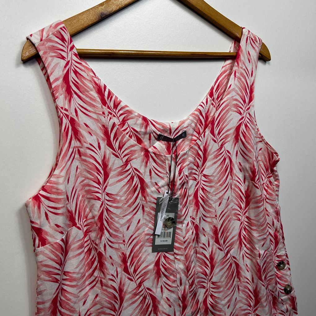 Katies Red Linen Sleeveless Top - Size 12
