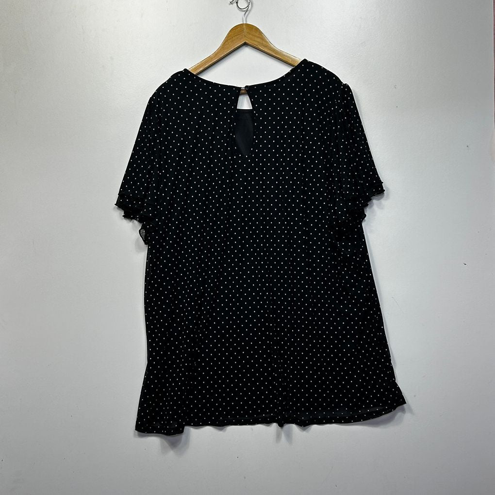 Autograph Black Polka Dot Plus Size Top - Size 2XL/24