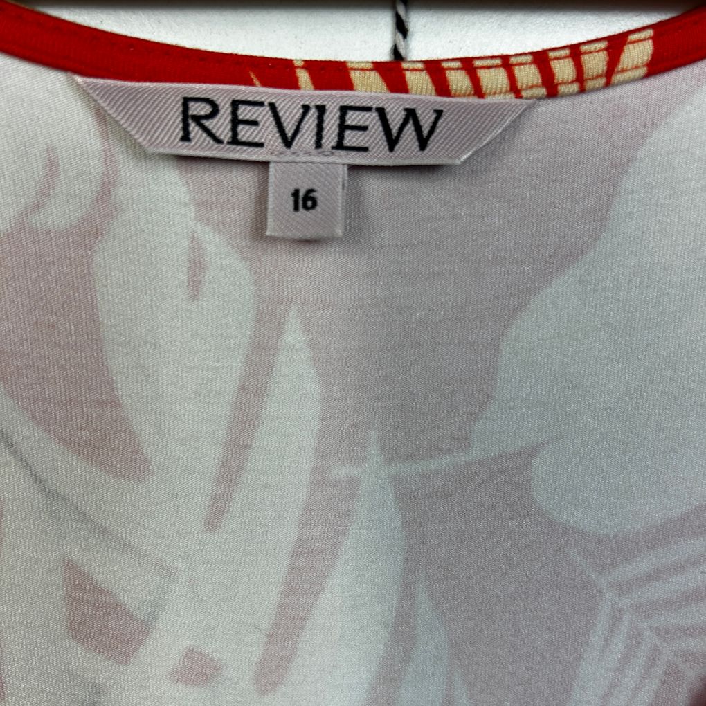 Review Red Plam Print Print Dress - Size 16