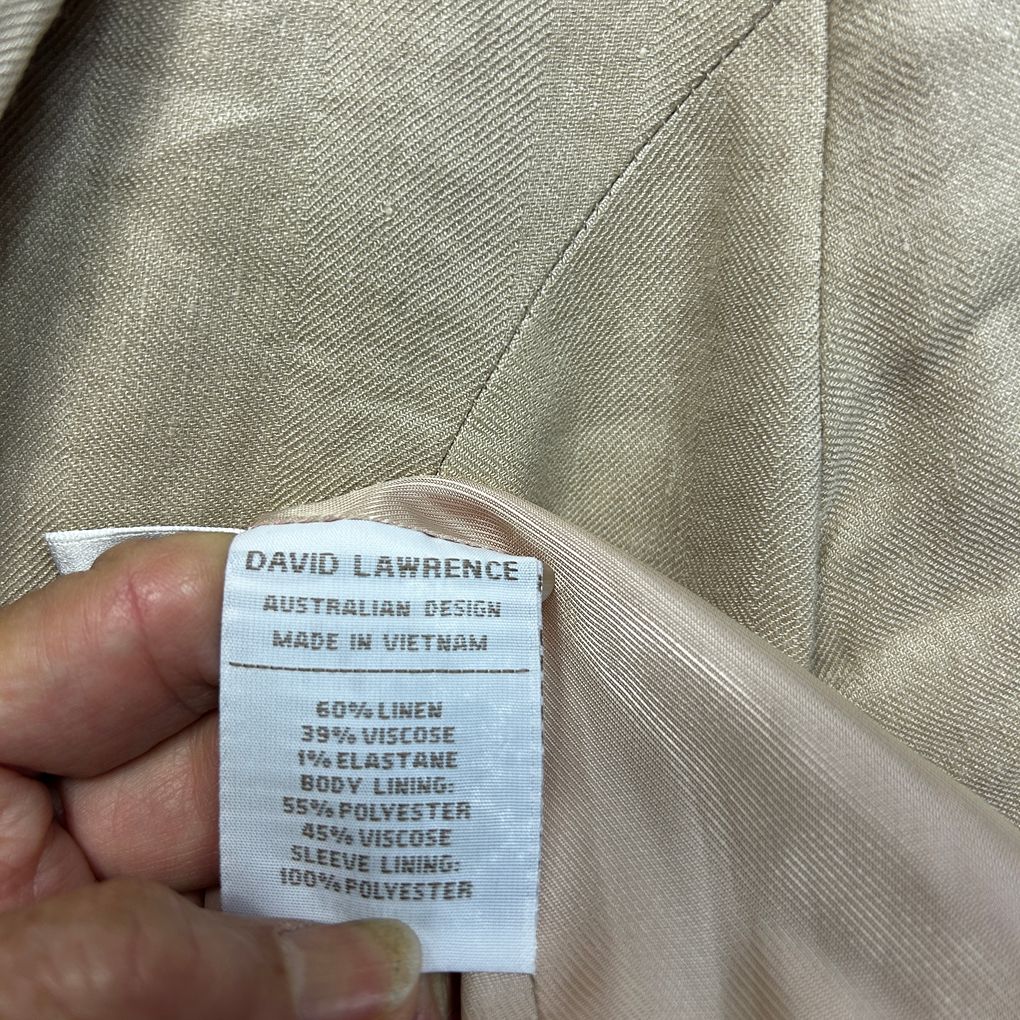 David Lawrence Beige Linen Blazer - Size 16