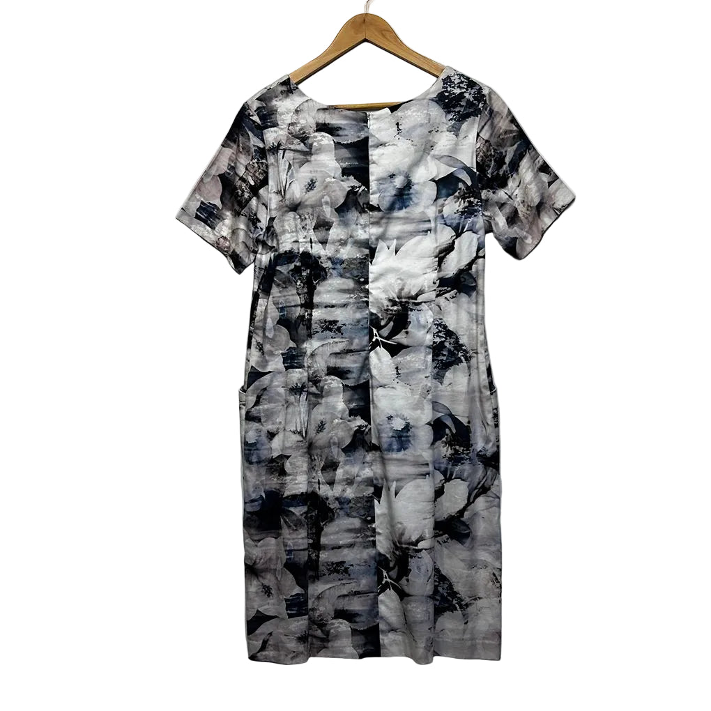 Philosophy Grey Floral Pencil Cotton Dress - Size 16