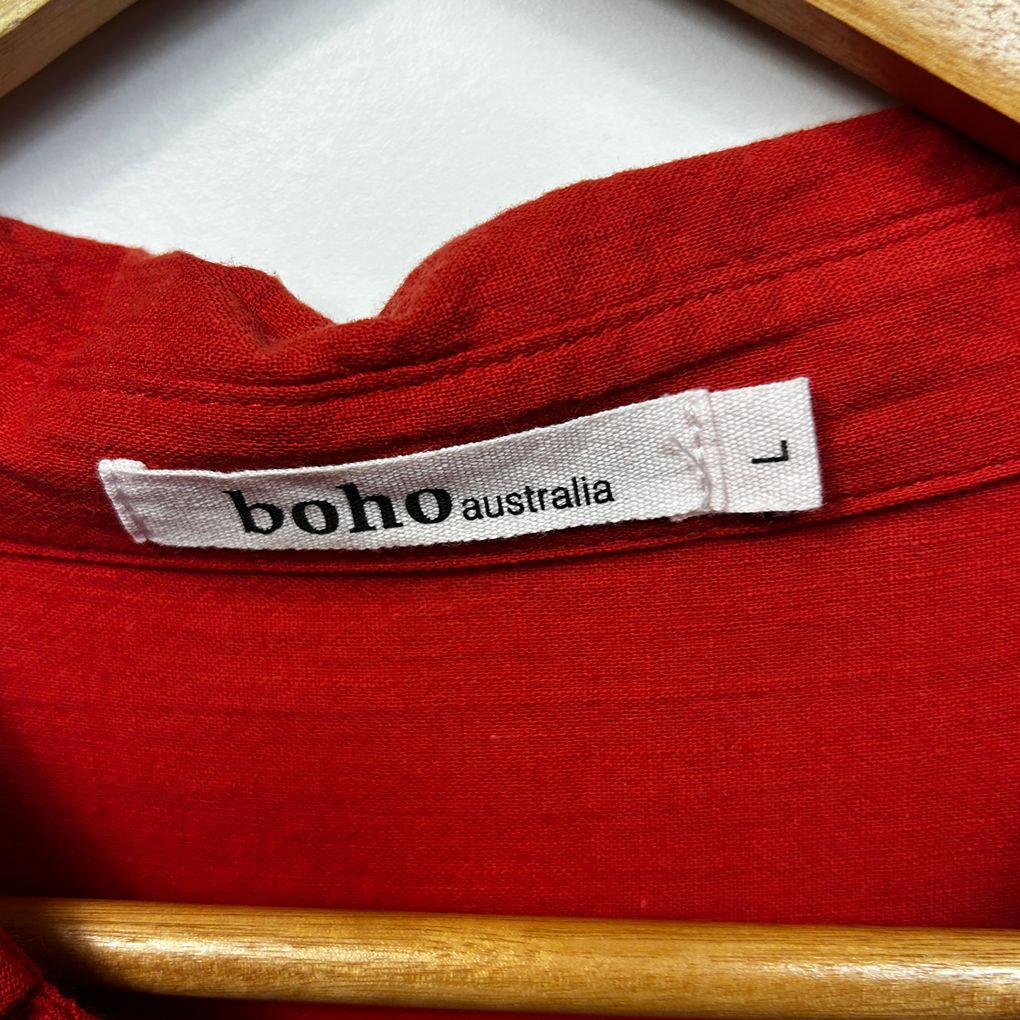 Boho Australia Orange Cotton Dress - Size L