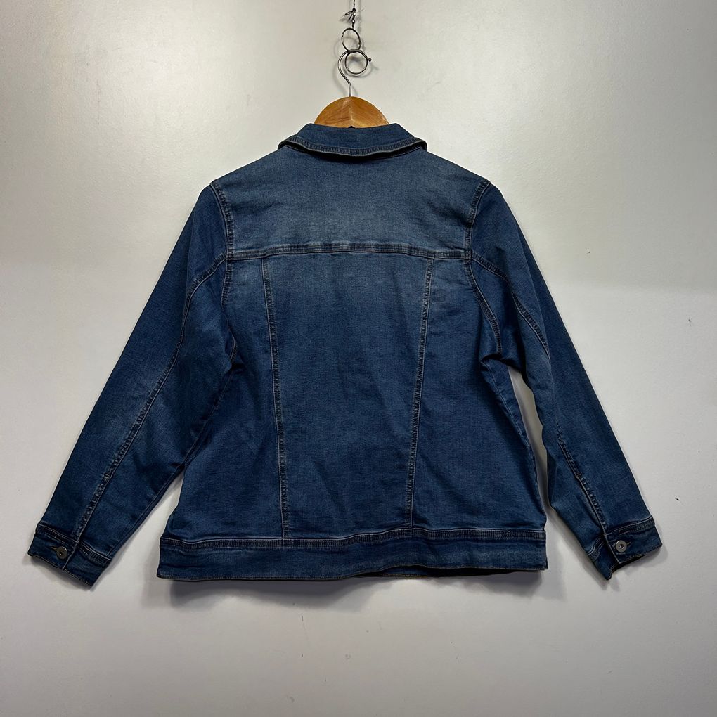 Belle Curve Blue Cotton Denim Jacket - Size 16