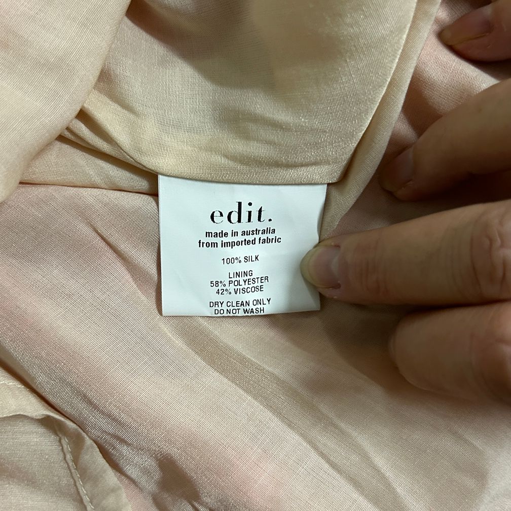 Veronika Maine Edit Silk Embroidered Tiered Ruffle Peach Midi Skirt - Size 16 RRP $449