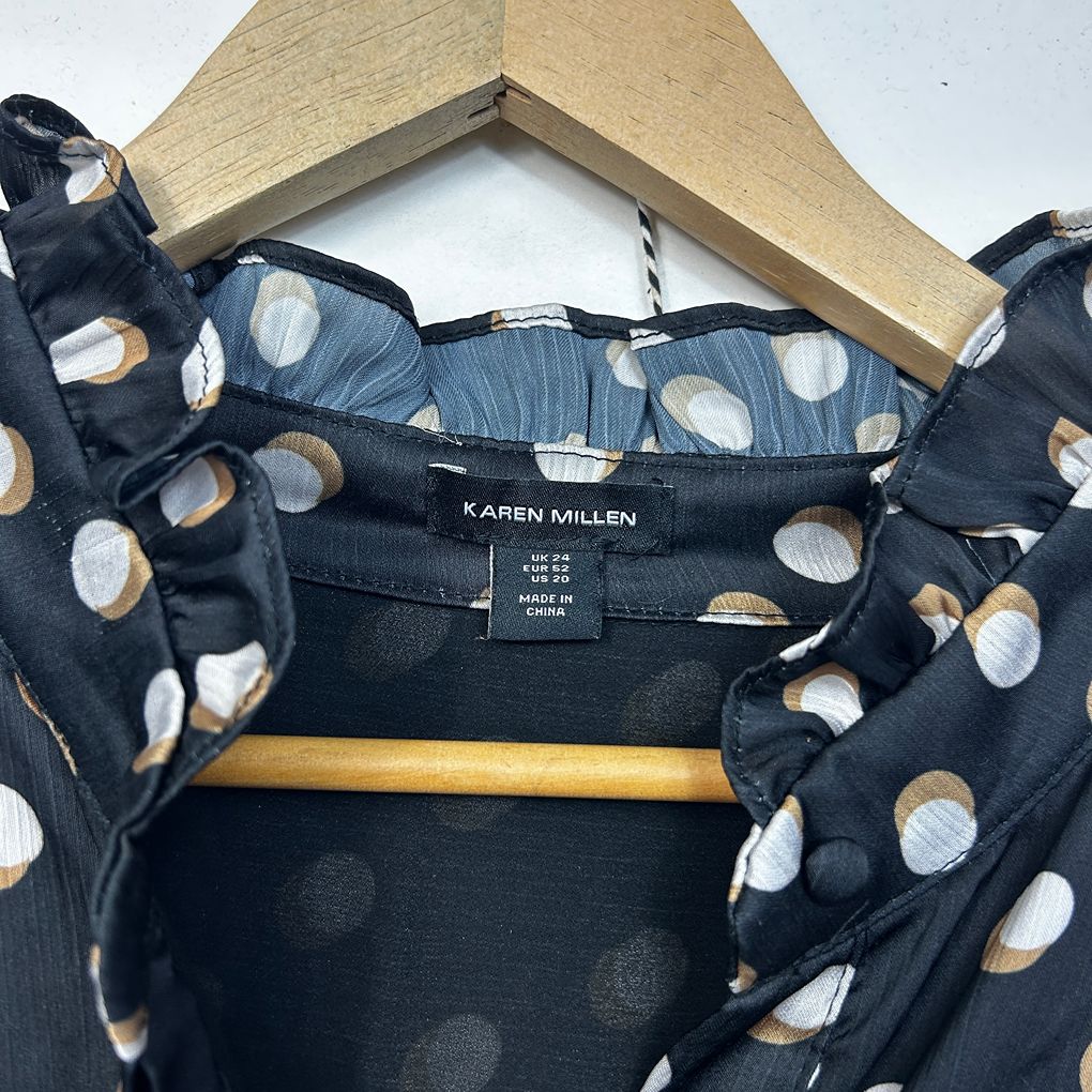 Karen Millen Black Spot Tiered Dress - Size 22/24 (Fault)