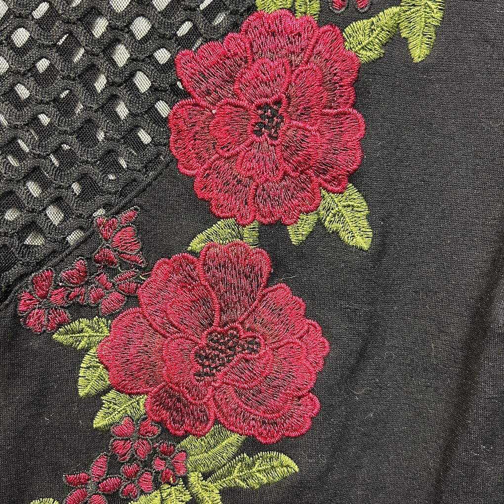 City Chic Black Embroidered Sleeveless Top - Size 16