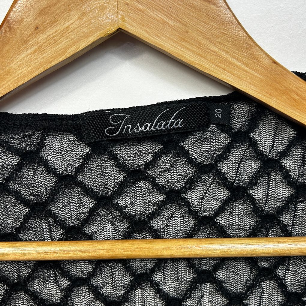 Insalata Black Mesh Lace Longline Duster Jacket - Size 20