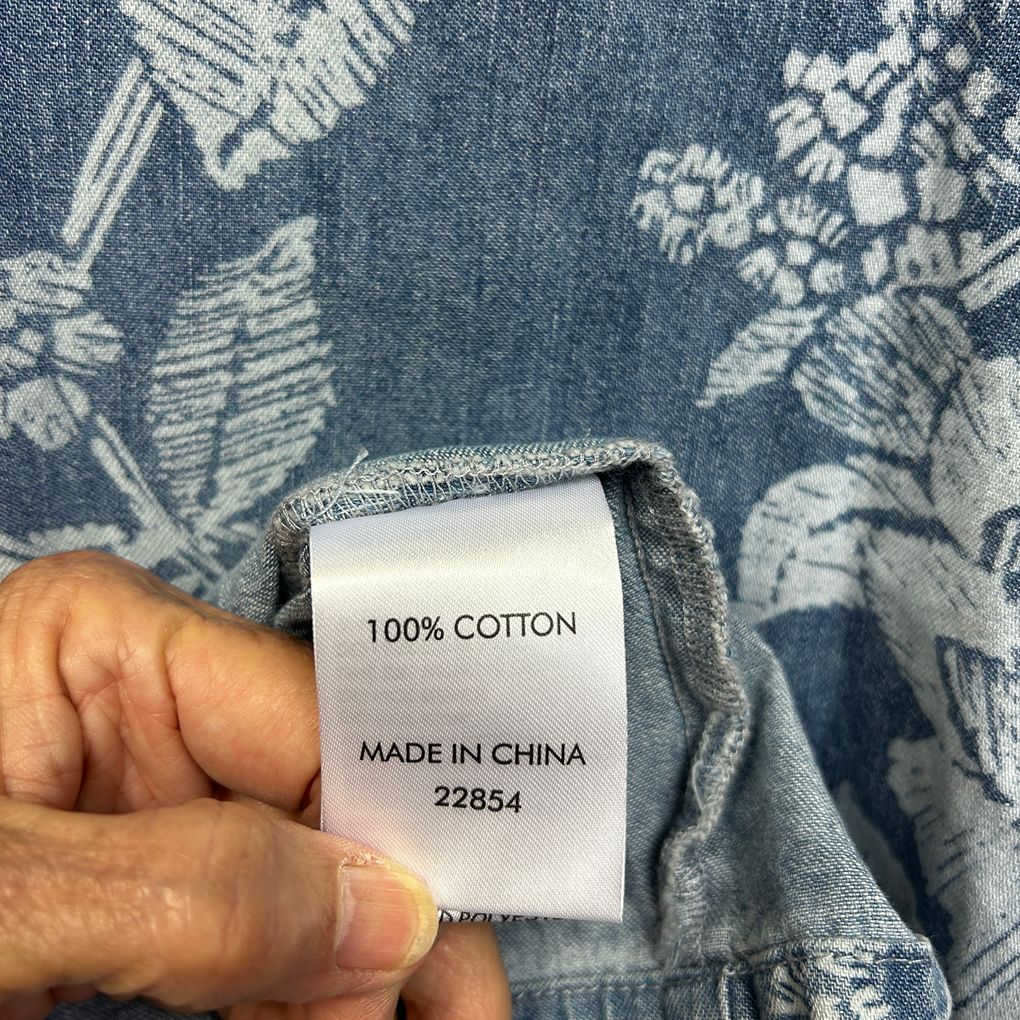 Suzanne Grae Blue Floral Chambray Cotton Dress - Size 20