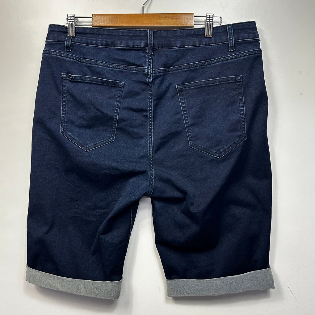 City Chic Blue Plus Size Mid Rise Denim Shorts - Size 18