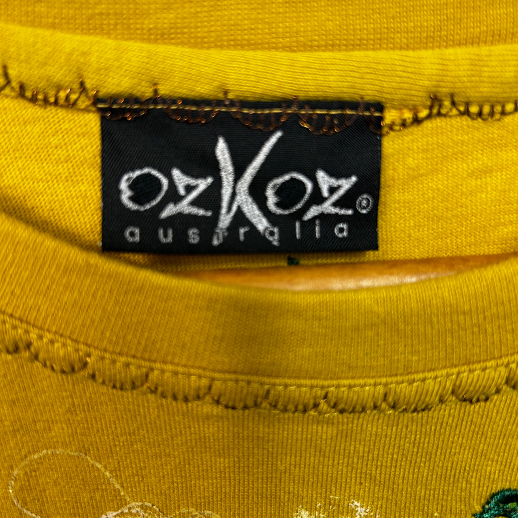 Vintage Mustard Embroidered Christmas T-Shirt - Size XL