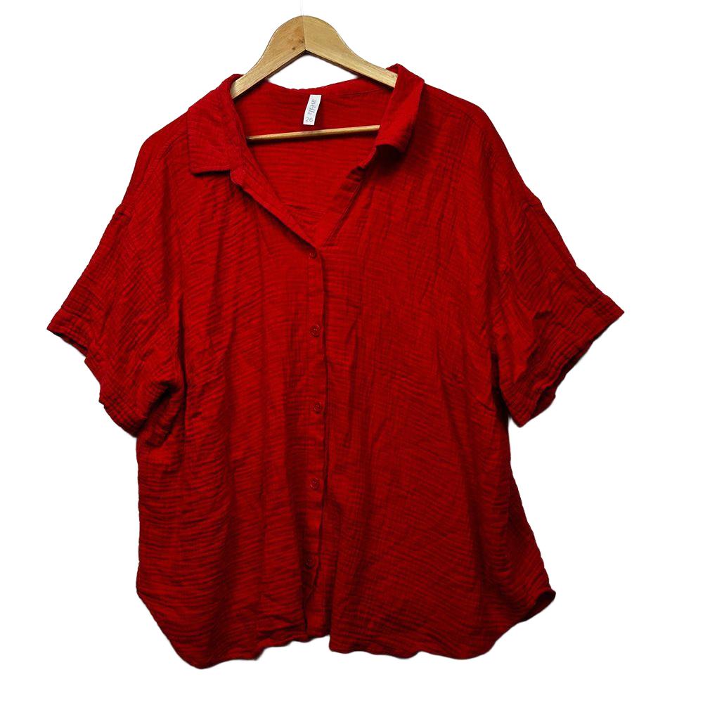 Avella Red Cotton Shirt - Size 26