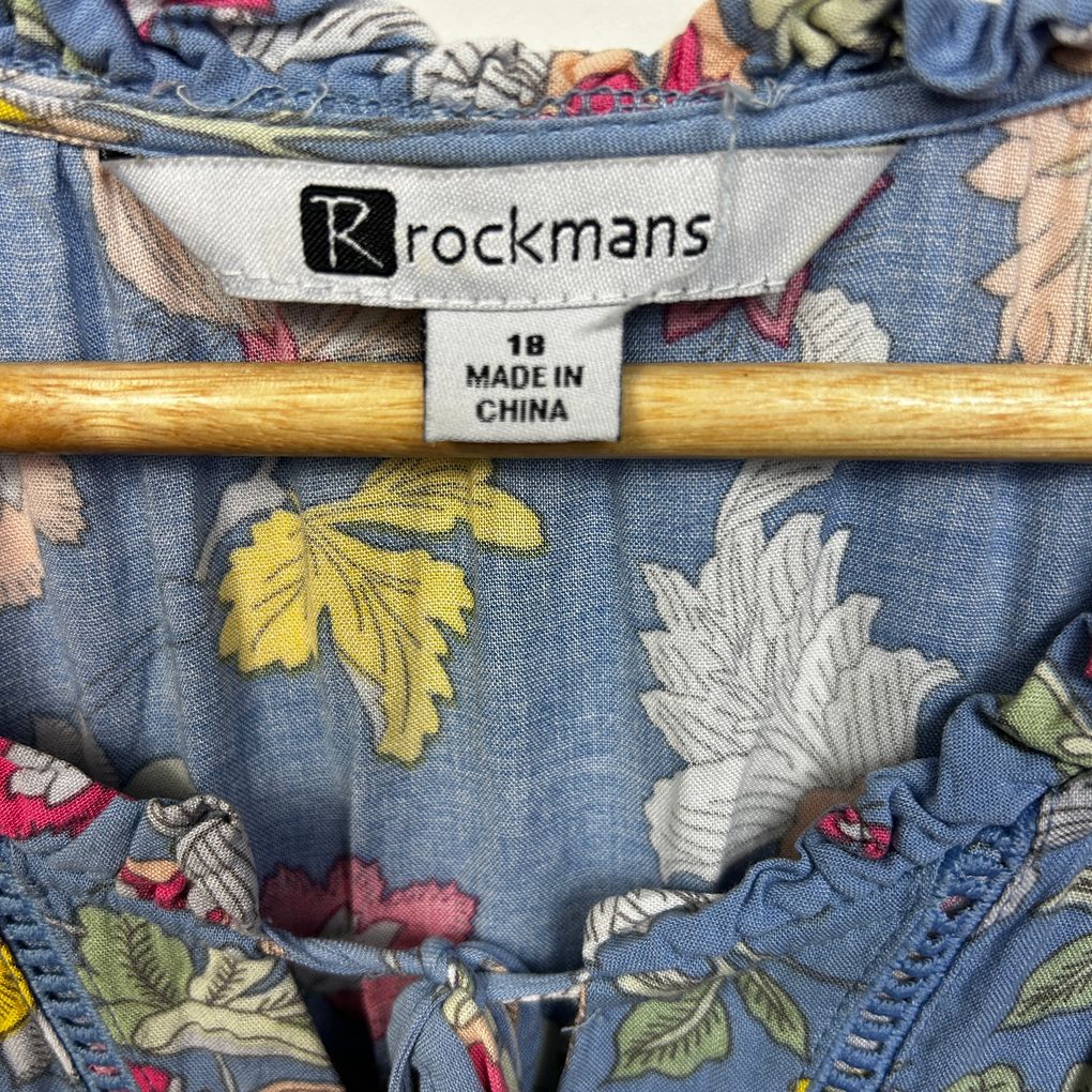 Rockmans Blue Floral Dress - Size 18