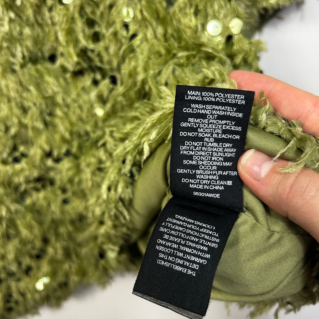 Decjuba Olive Fluffy Embellished Cropped Top - Size 3XL