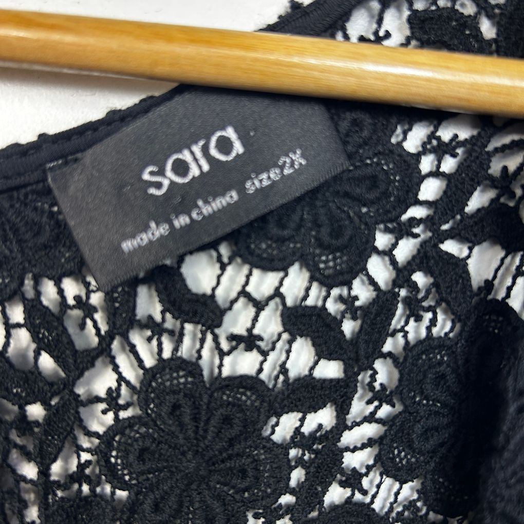 Sara Black Plus Size Lace Maxi Dress - Size 2X