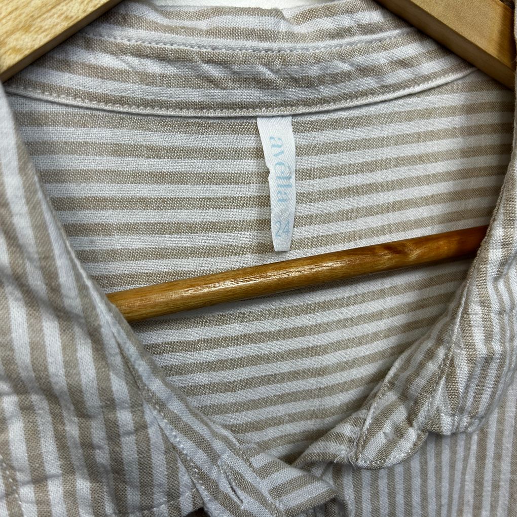 Avella Beige Striped Linen Shirt - Size 24
