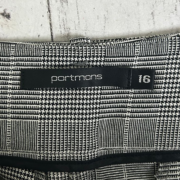 Portmans Grey Check Pants - Size 16