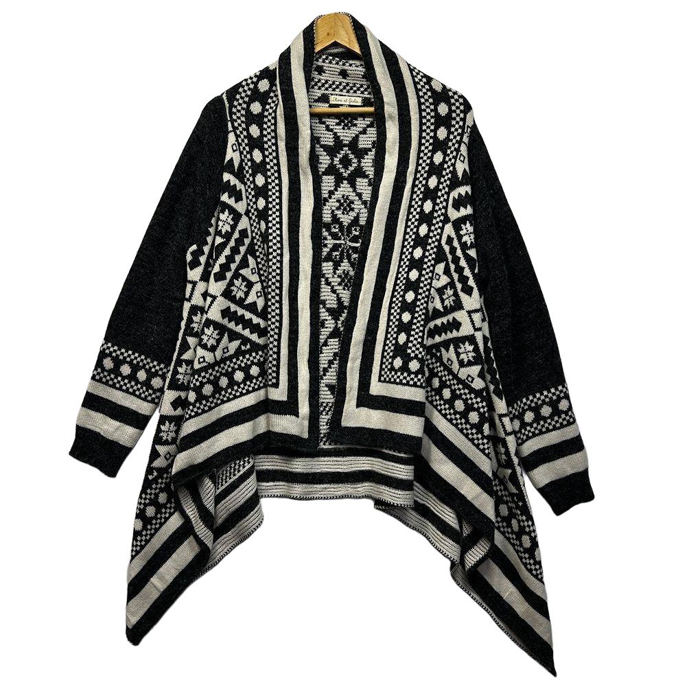Olive et Julie Black White Aztec Knit Cardigan - One Size