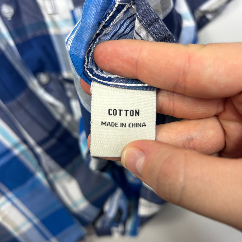 Jack Stone Blue Check Cotton Mens Shirt - Size 6XL