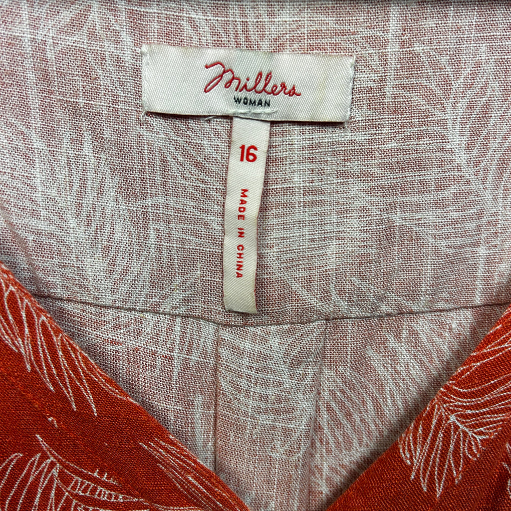 Millers Red Linen Sleeveless Dress - Size 16