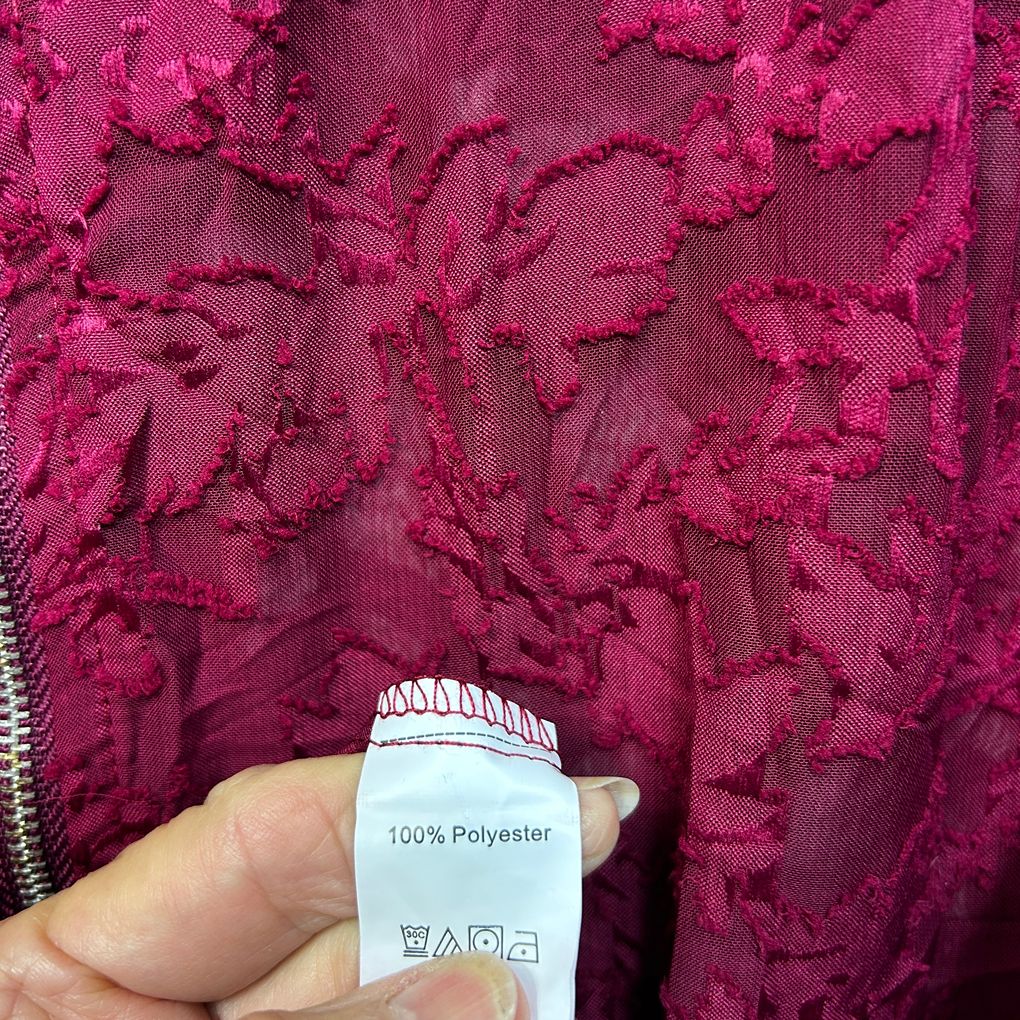 Ranlege Maroon Sheer Shacket Top - Size L