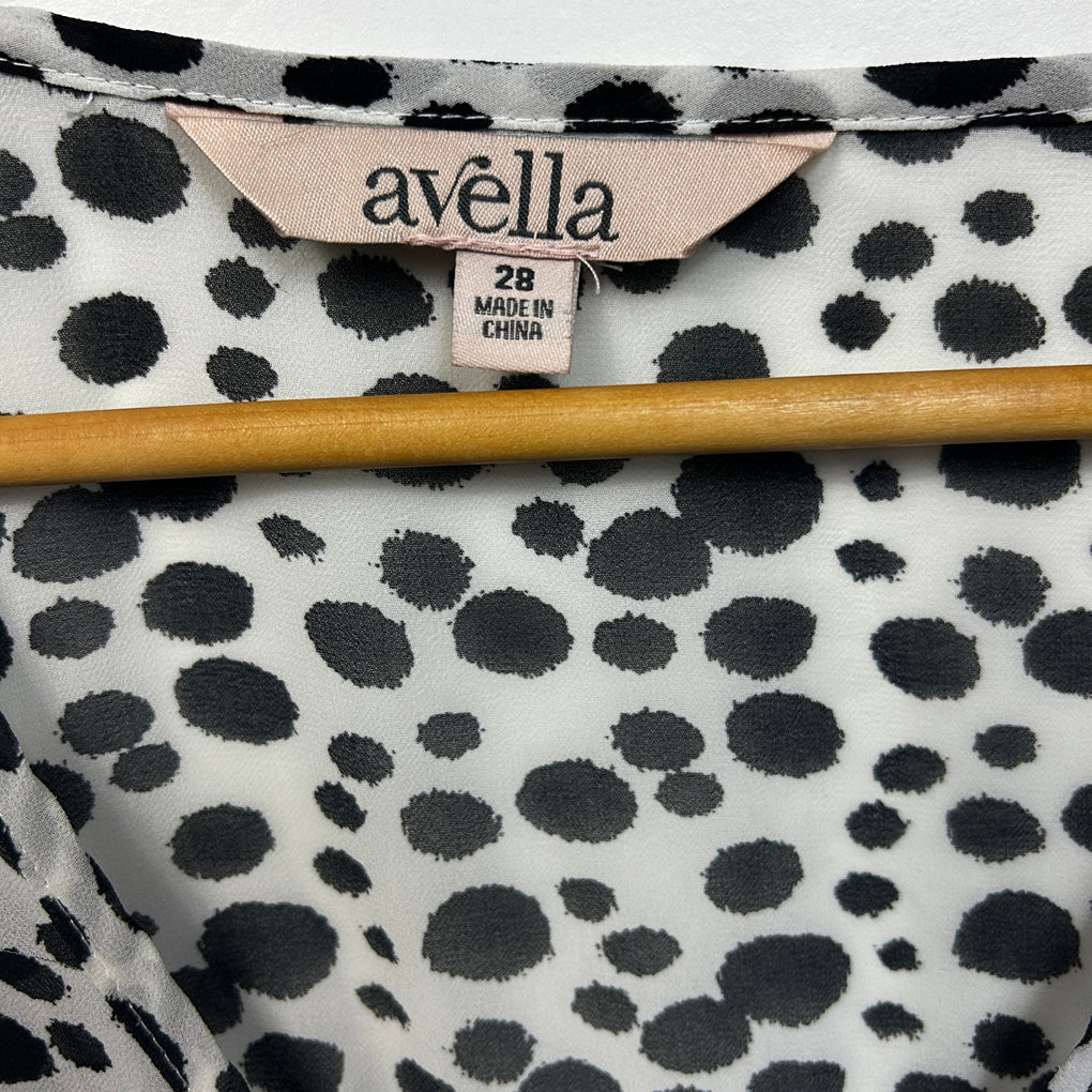 Avella Black Spot Print Top - Size 28