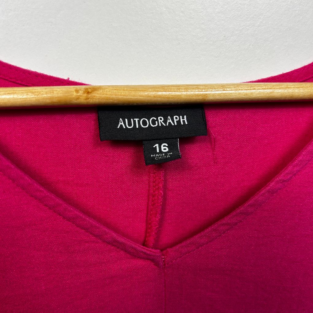Autograph Pink Plus Size Linen Top - Size 16