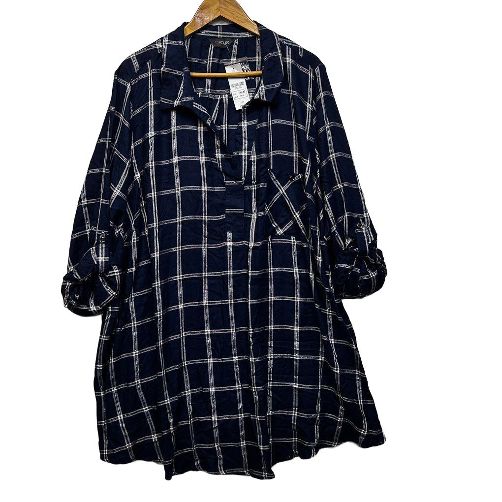 Yours Check Shirt Dress - Size 30-32