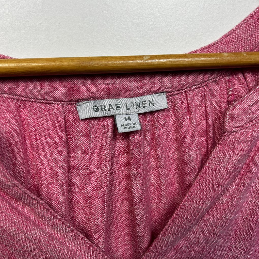 Suzanne Grae Pink Linen Top - Size 14