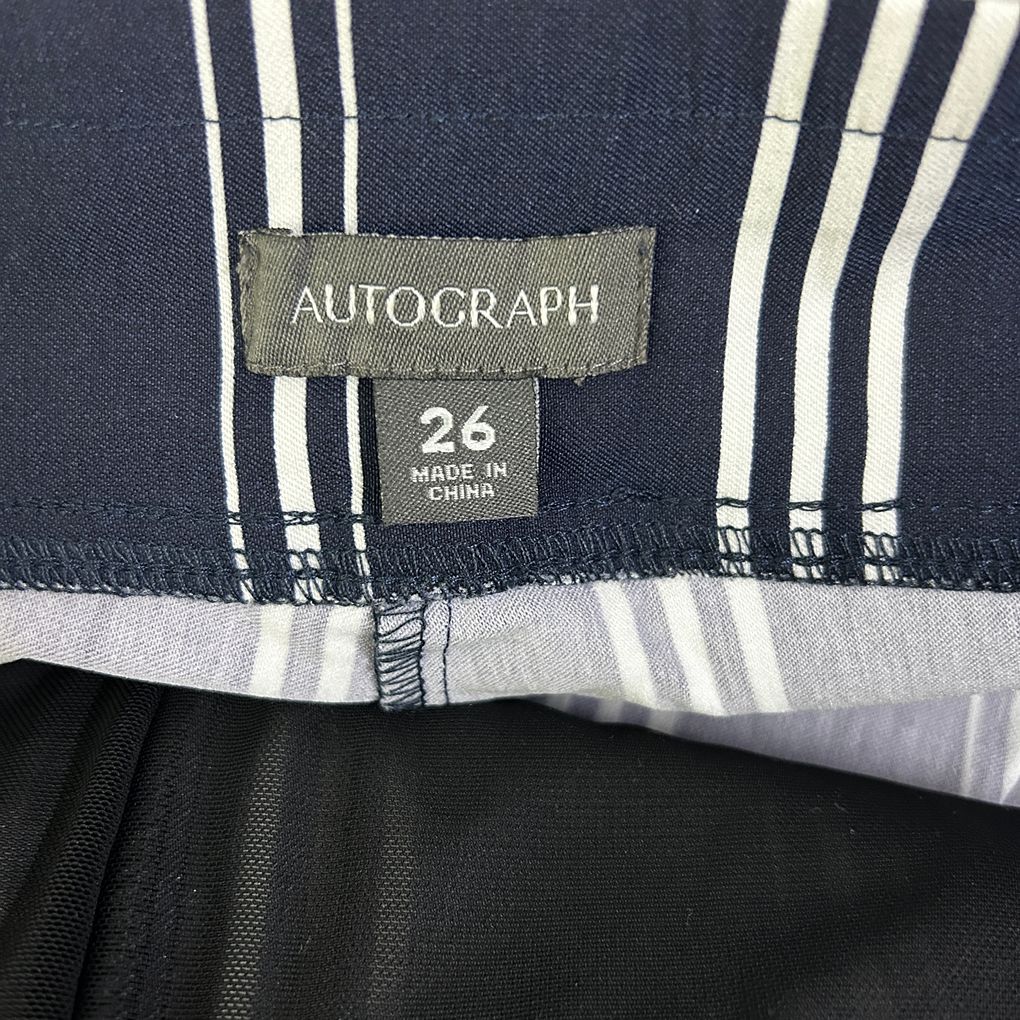 Autograph Navy White Striped Plus Size Shorts - Size 26