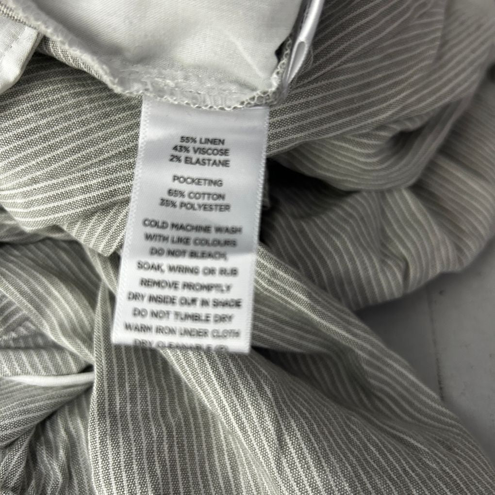 Sportscraft Grey Stripe Linen Pants - Size 18