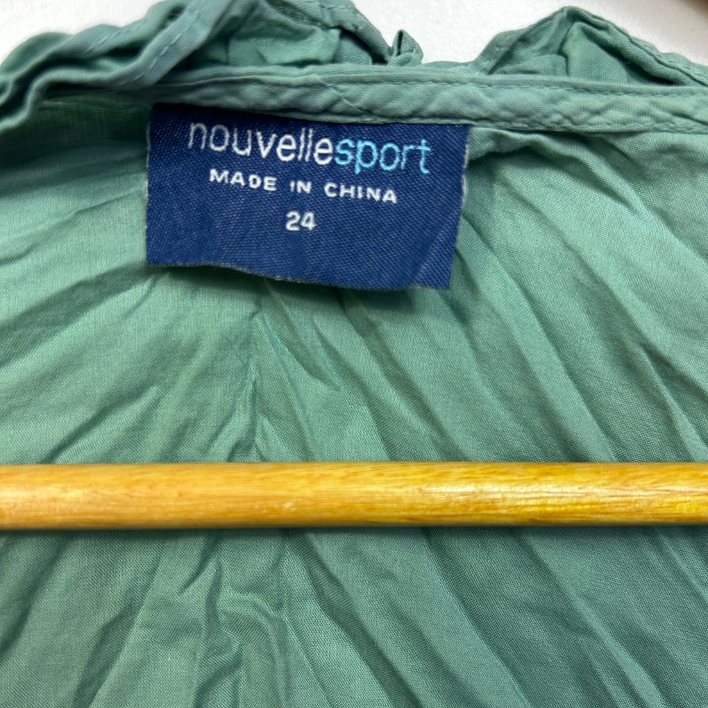 Nouvelle Green Crinkle Cotton Top - Size 24