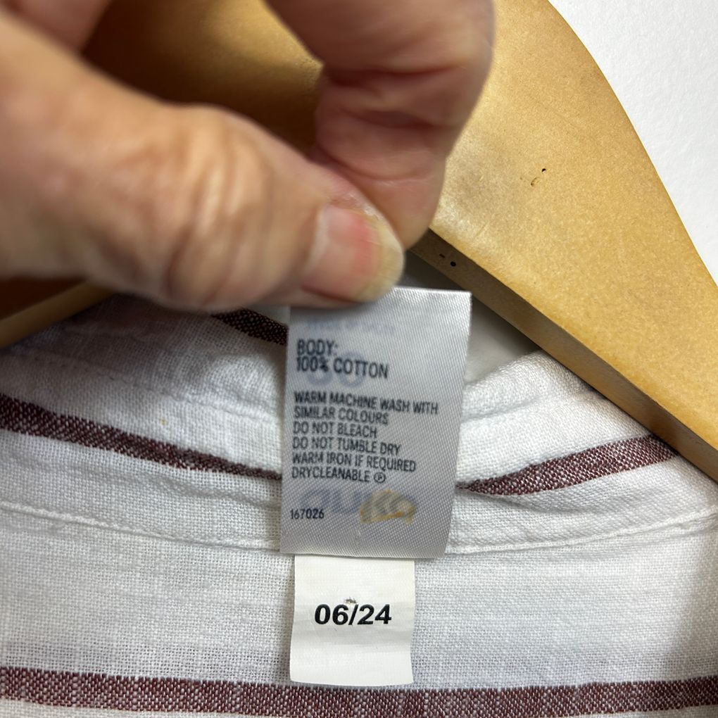 Anko White Striped Cotton Top - Size 20