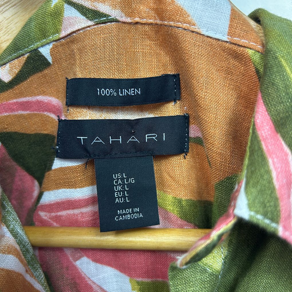 Tahari Green Linen Shirt Dress - Size L