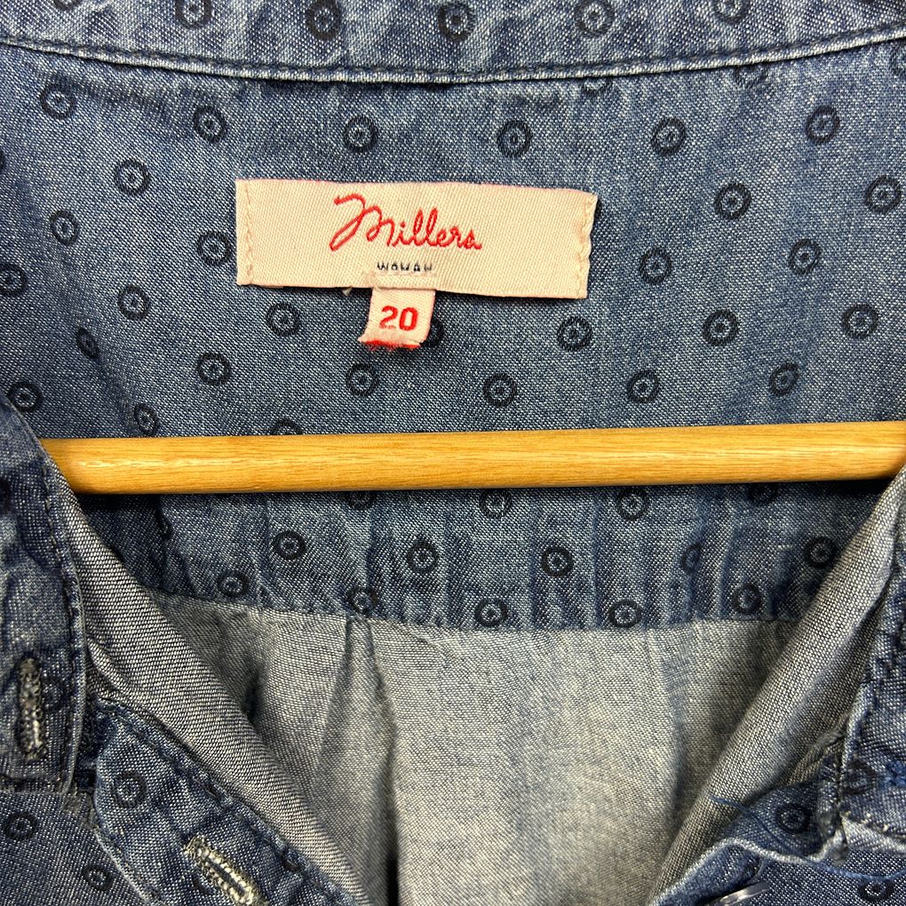 Millers Blue Chambray Cotton Shirt - Size 20