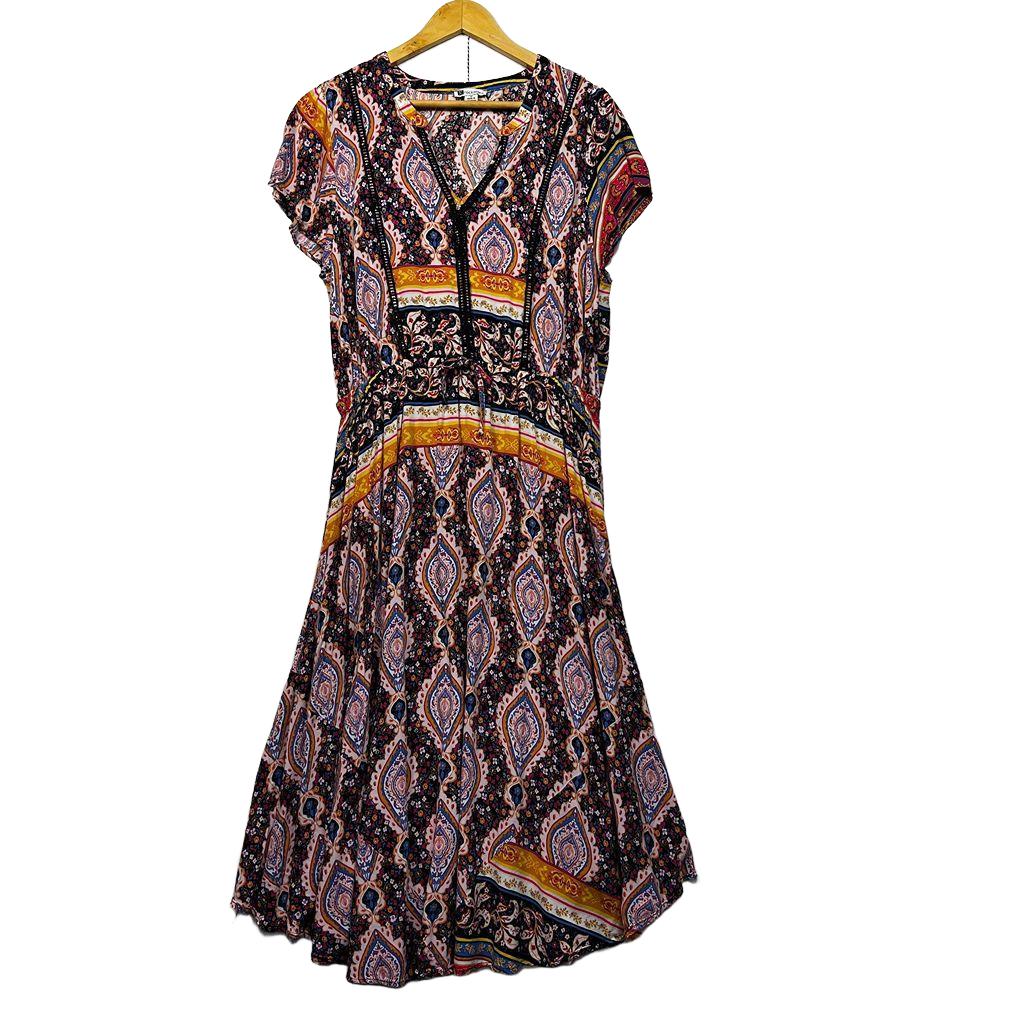 Rockmans Paisley Maxi Dress - Size 16