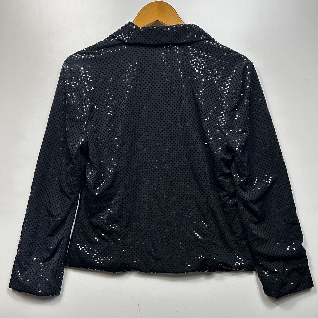 Vintage Joseph Ribkoff Black Sparkle Zip Up Jacket - Size 14