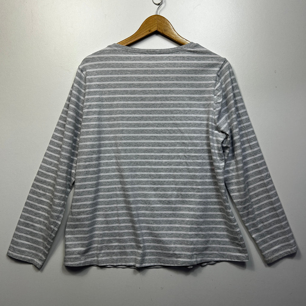 Millers Grey Striped Cotton Top - Size 18
