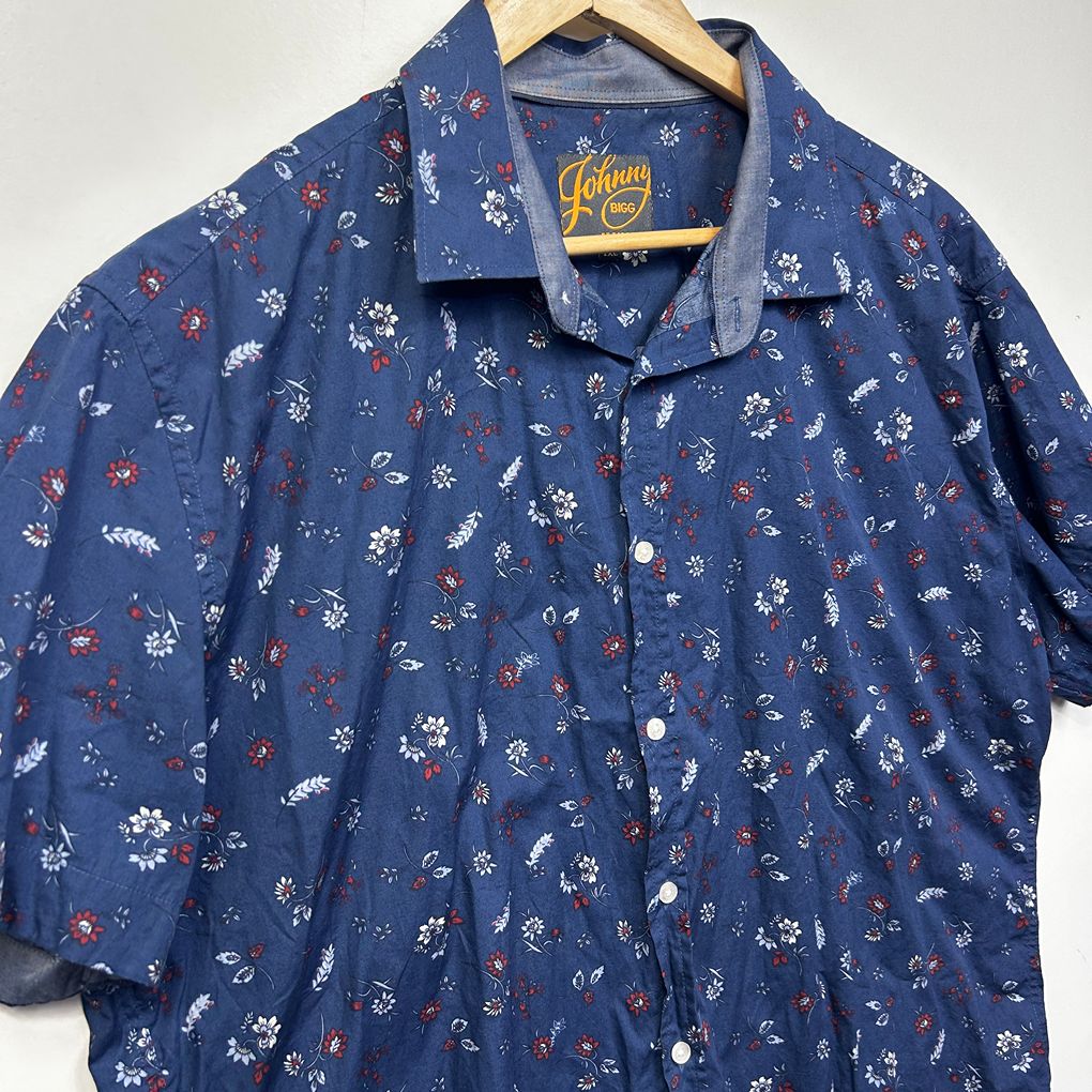 Johnny Bigg Navy Short Sleeve Cotton Mens Shirt - Size 2XL