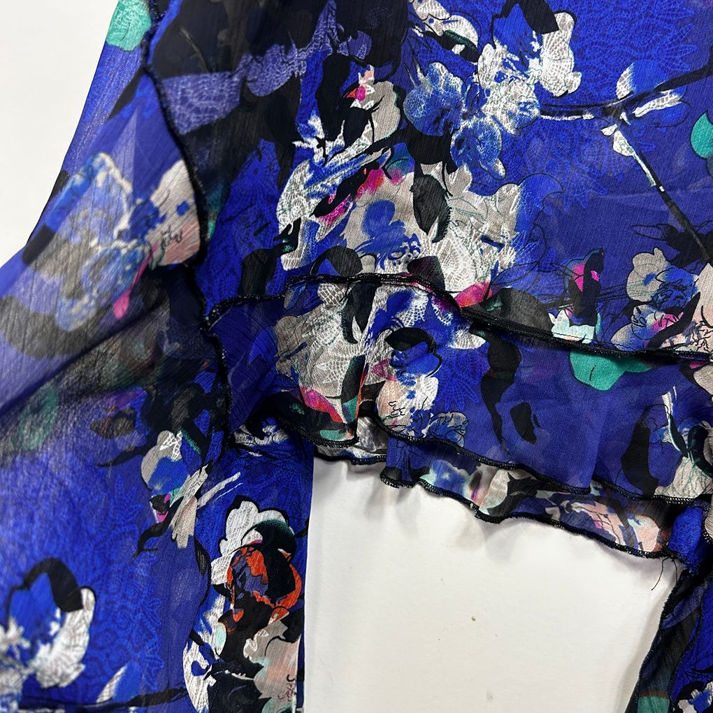 Taking Shape Blue Floral Sheer Sleeveless Top - Size 22