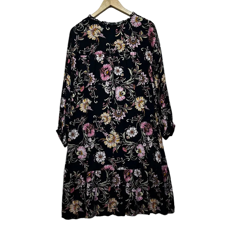 Virtuelle Black Floral Dress - Size 14