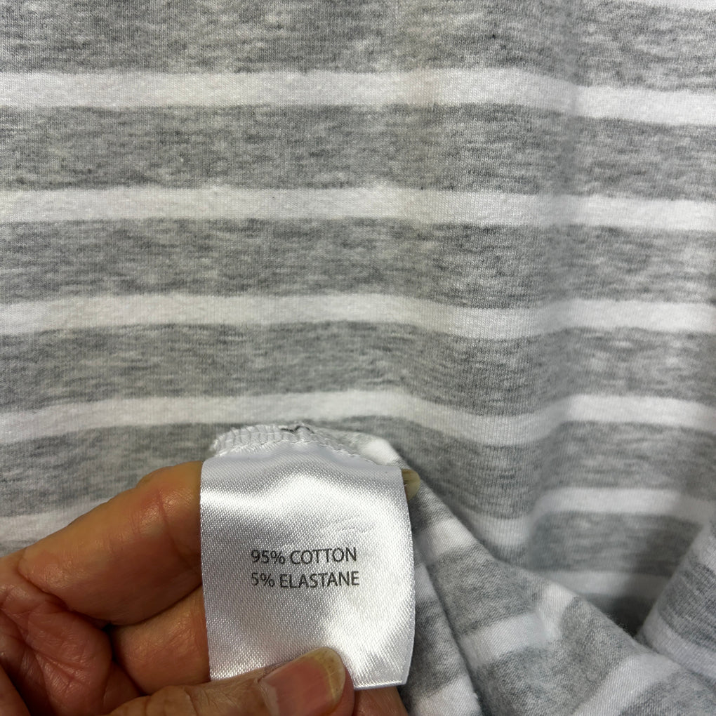 Millers Grey Striped Cotton Top - Size 18