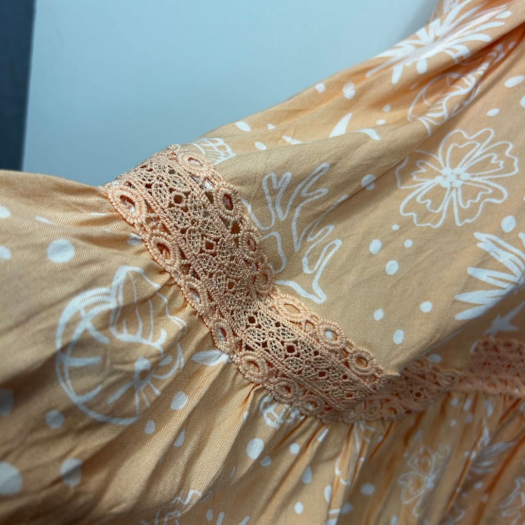 Rivers Peach Print Maxi Dress - Size 20