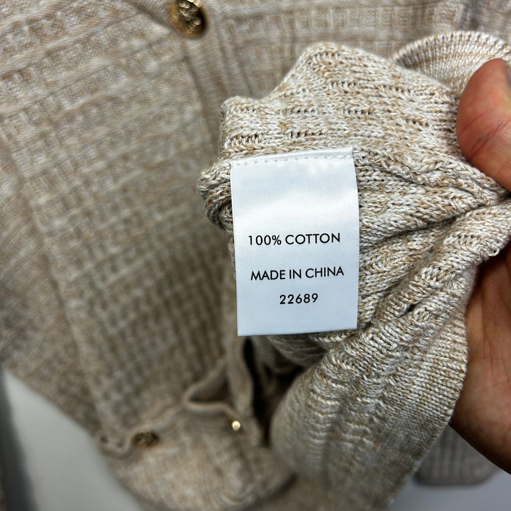Suzanne Grae Beige Plus Size Cotton Cardigan - Size 2XL