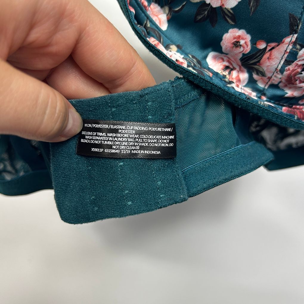 Preview Teal Floral Bra - Size 16DD