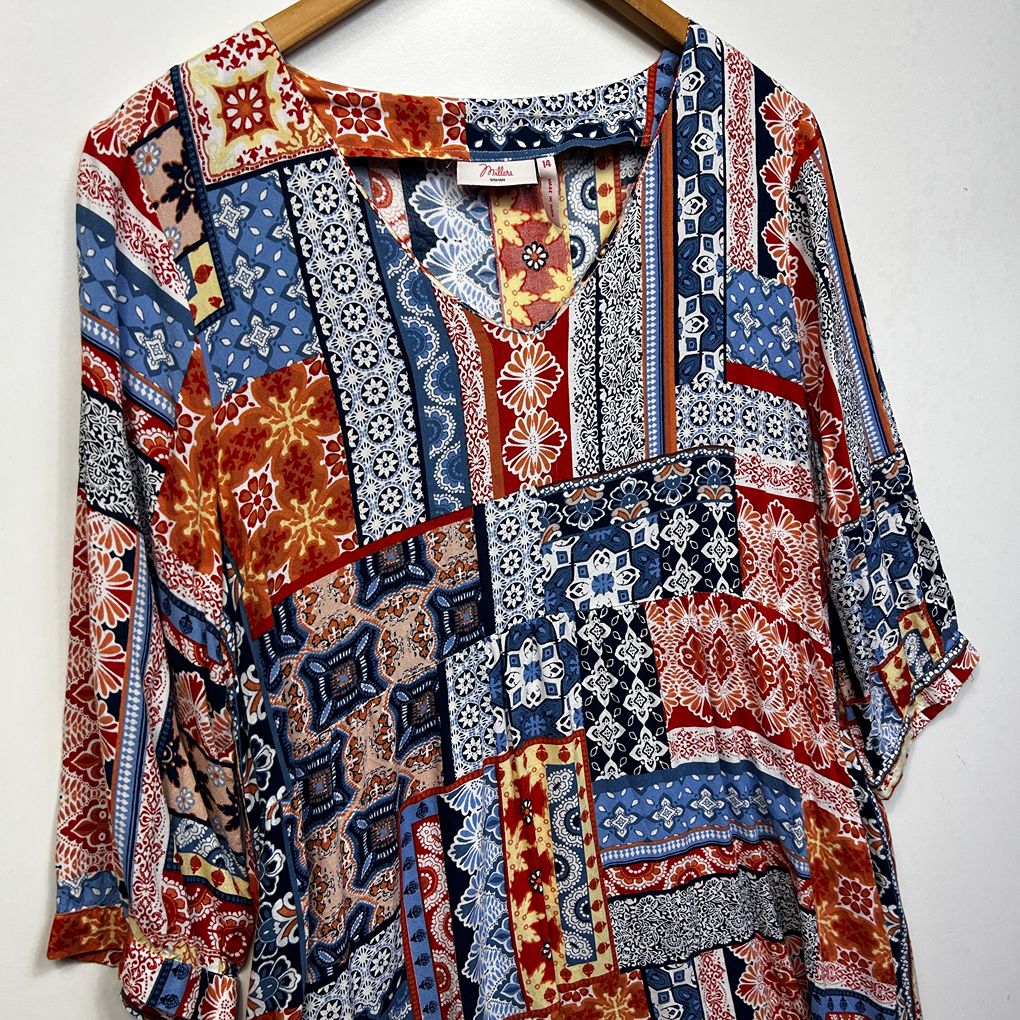 Millers Multicoloured Patchwork Dress - Size 14