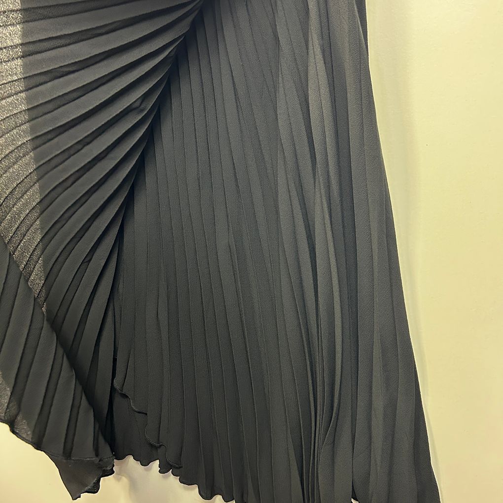 City Chic Black Pleated Midi Skirt - Size M/18