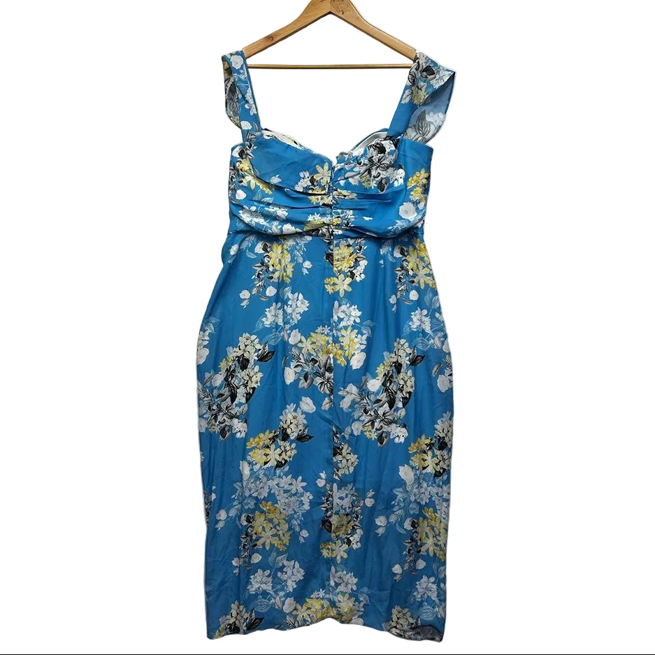 City Chic Blue Floral Plus Size Dress - Size S/16