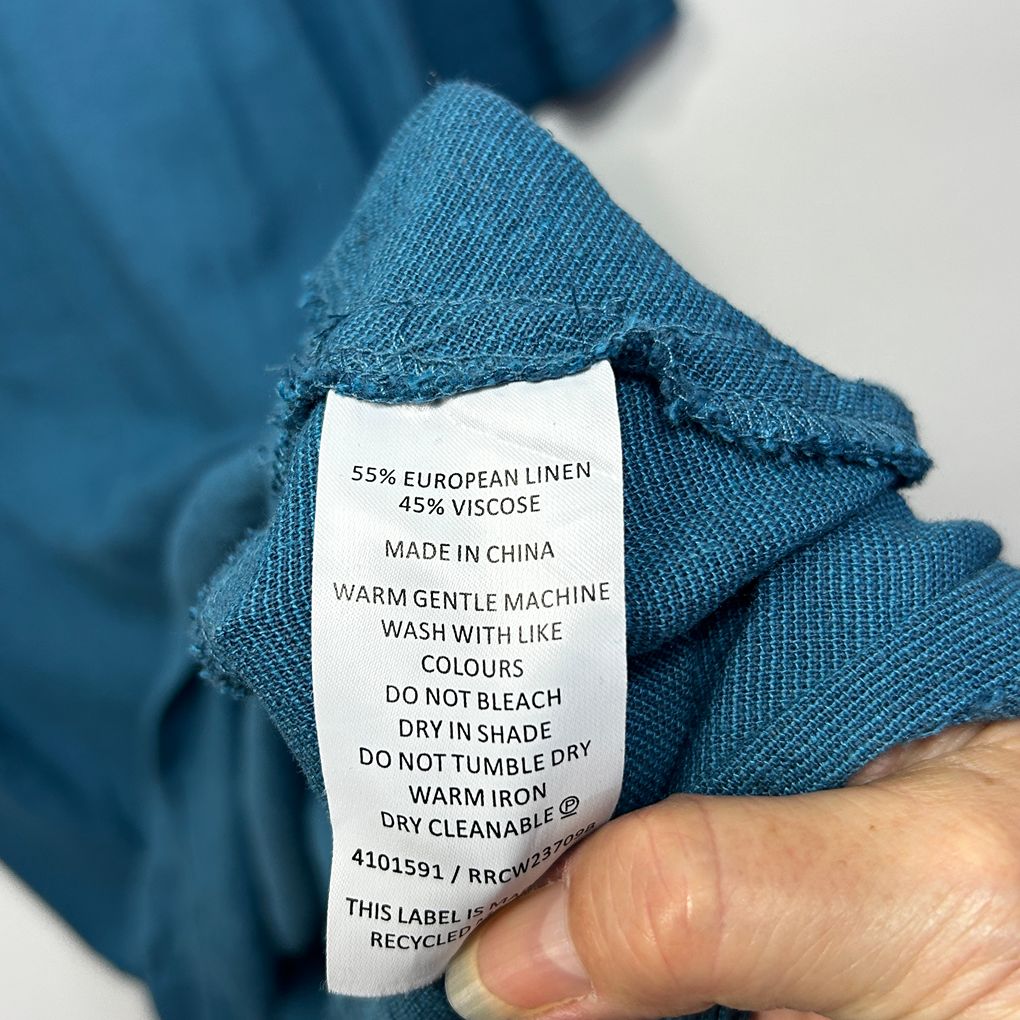 Regatta Curve Teal Linen Dress - Size 24