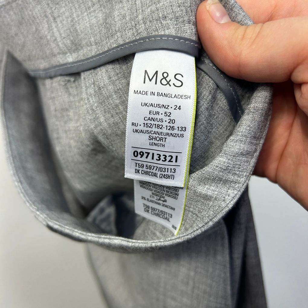 M&S Grey Plus Size Grey Womens Pants - Size 24 Short
